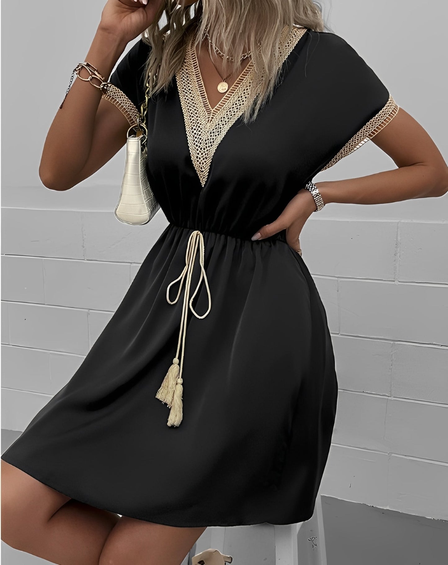 Isabelle - Elegantes Boho-Kleid mit kurzen Ärmeln für Damen