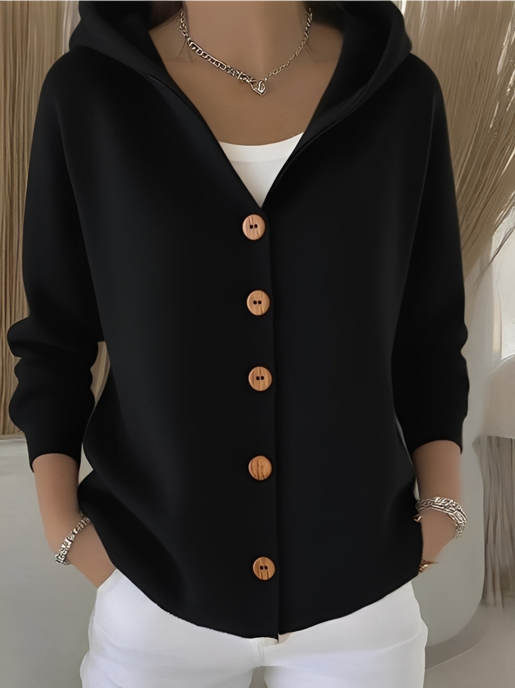 Ryanne - Bequeme Langarm-Strickjacke mit Kapuze für Damen