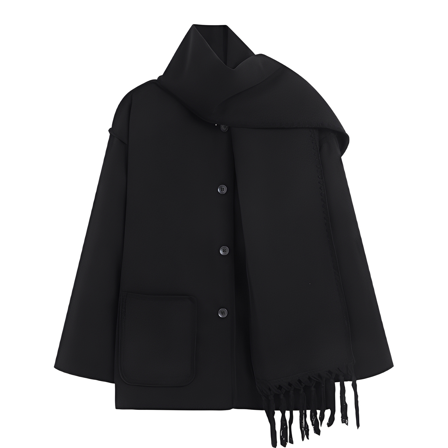 Amilia - Damen-Wolljacke, elegant und locker geschnitten, mit Schal