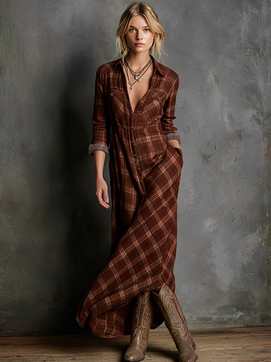 Émilien - Langes Kleid mit Karos für Frauen