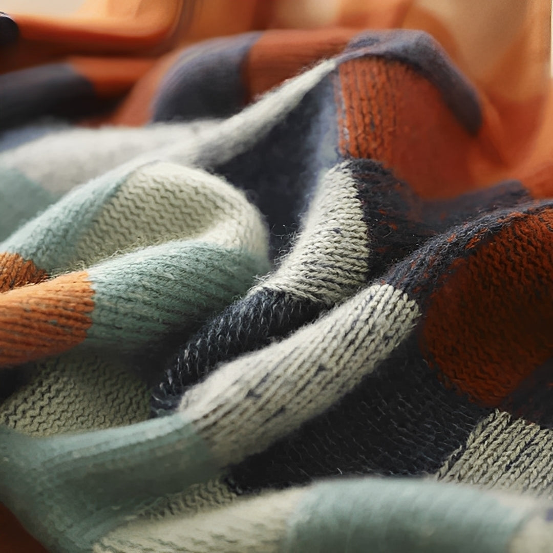Katherine - Damenpullover aus stilvollem Patchwork-Kaschmir