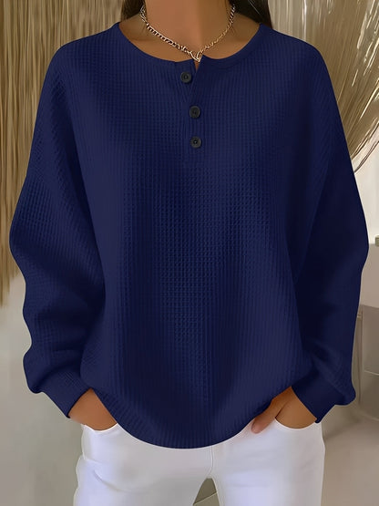 Anabella - Komfortabler Waffelpullover mit Knopfleiste für Damen
