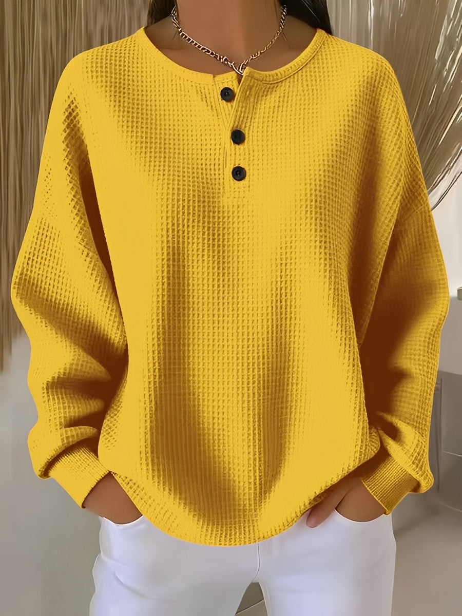 Anabella - Komfortabler Waffelpullover mit Knopfleiste für Damen