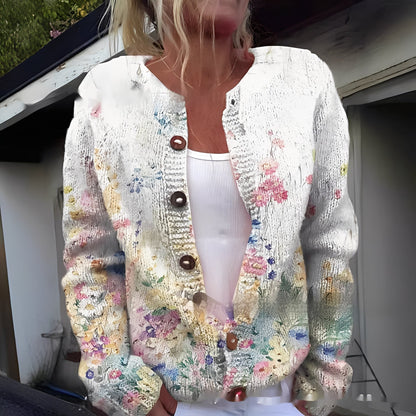 Wilda - Warmer und stilvoller Damen-Cardigan mit Blumenmuster