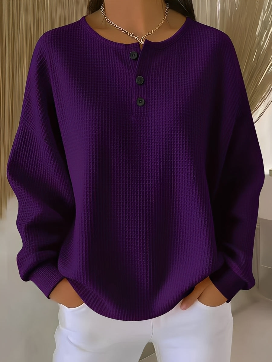 Anabella - Komfortabler Waffelpullover mit Knopfleiste für Damen