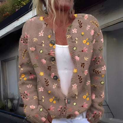 Wilda - Warmer und stilvoller Damen-Cardigan mit Blumenmuster