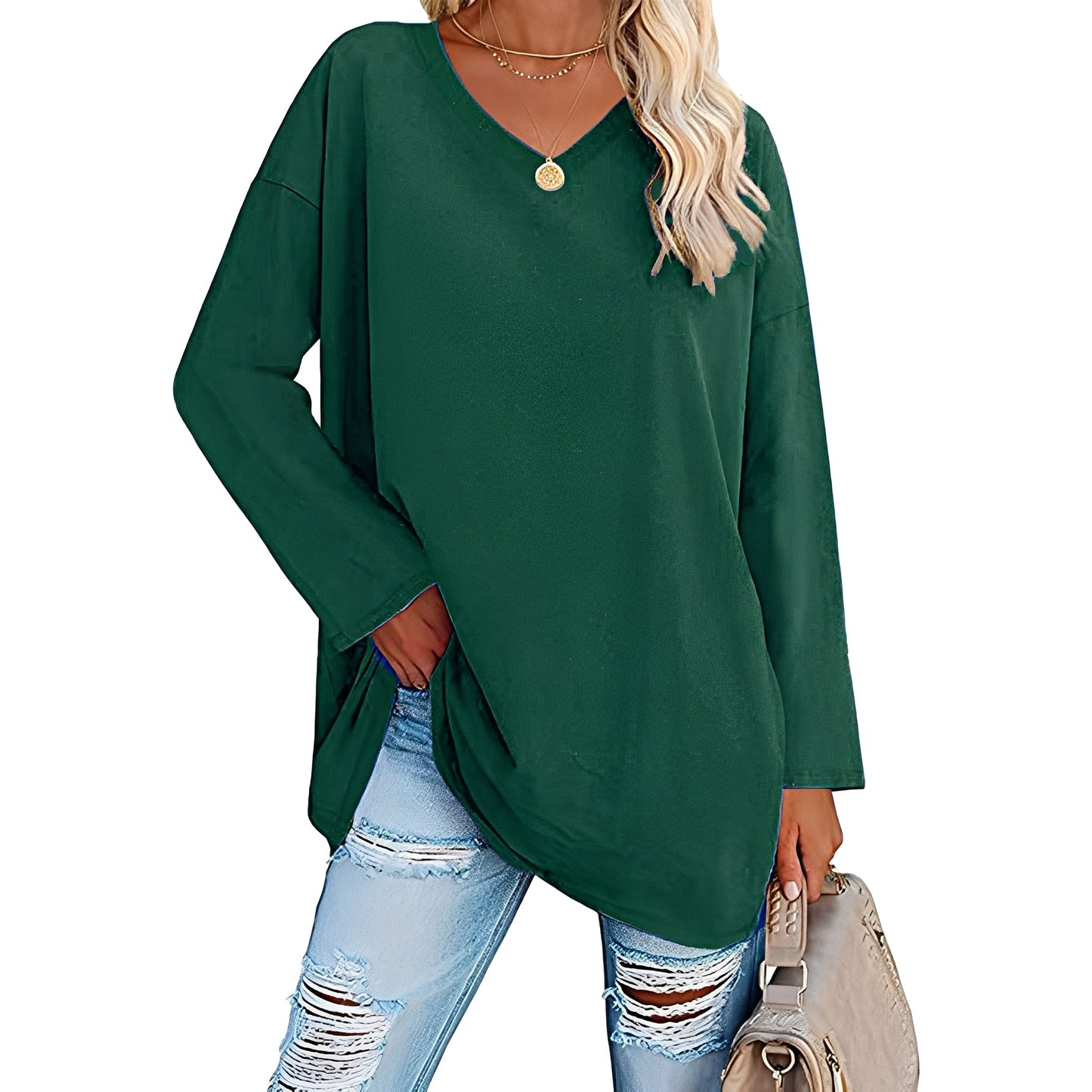 Laëtitia - Elegante, lockere Bluse mit langen Ärmeln für Damen