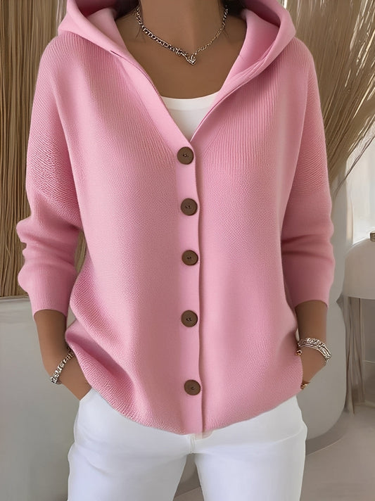 Ryanne - Bequeme Langarm-Strickjacke mit Kapuze für Damen