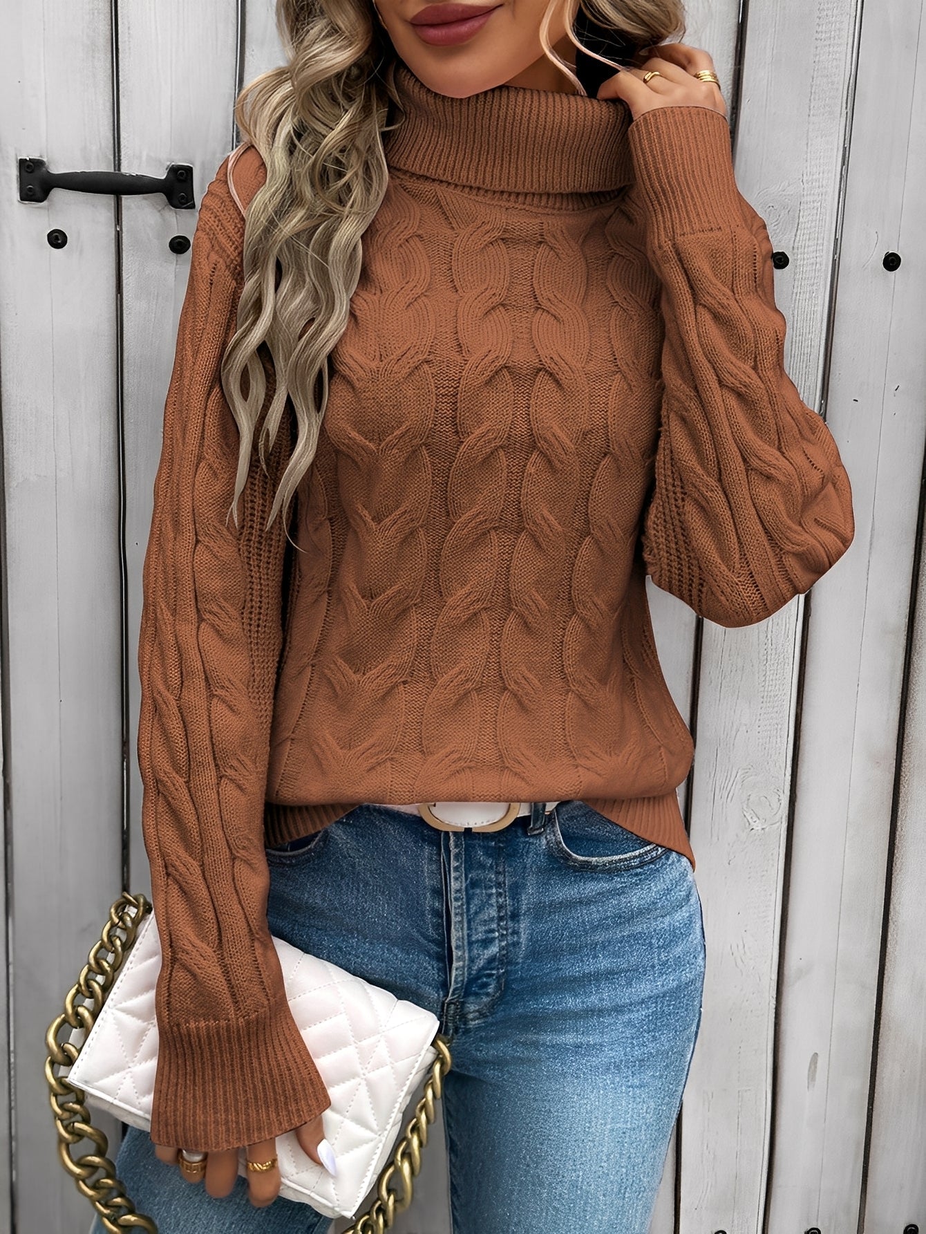 Amélie - Warmer Baumwollrollkragenpullover für Frauen
