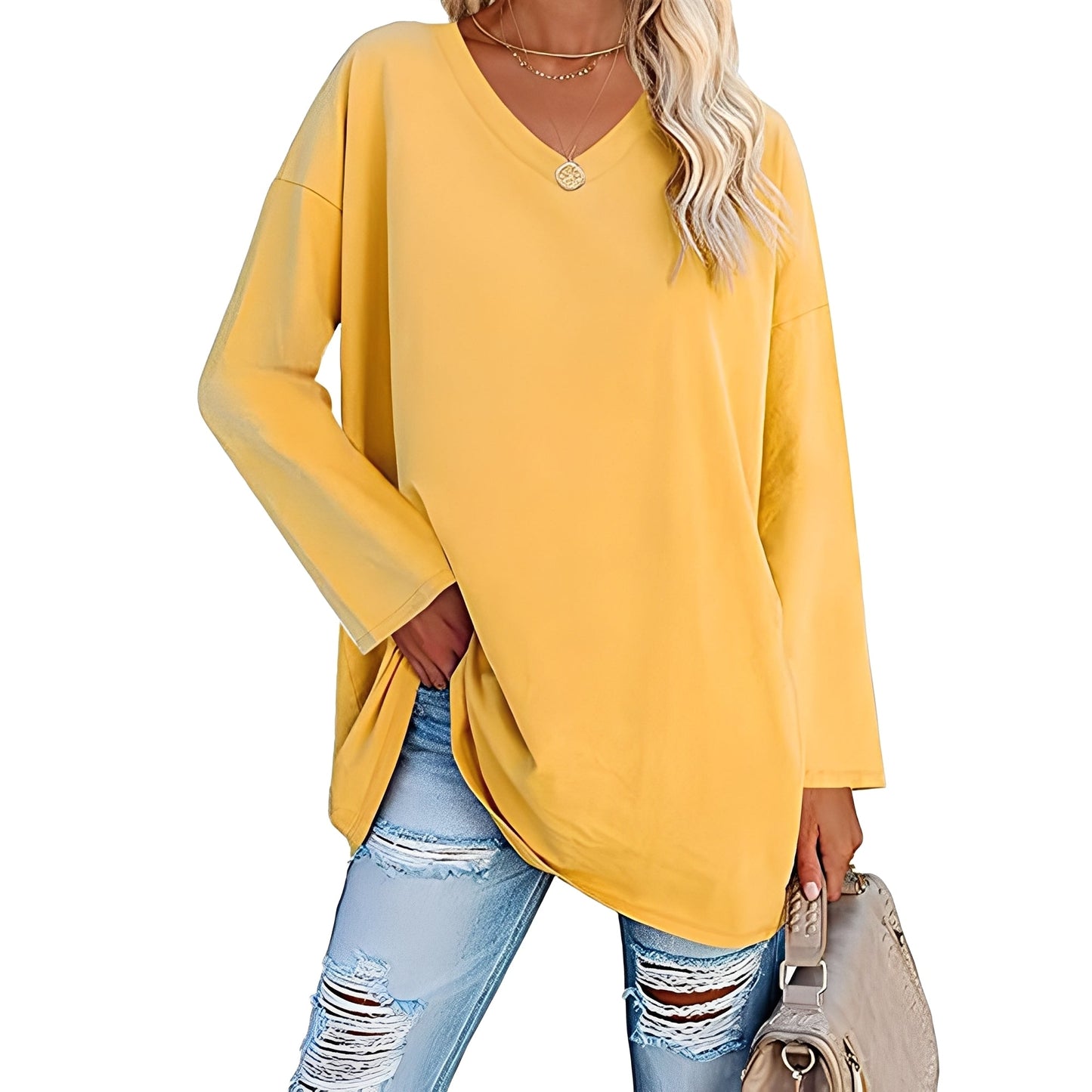 Laëtitia - Elegante, lockere Bluse mit langen Ärmeln für Damen