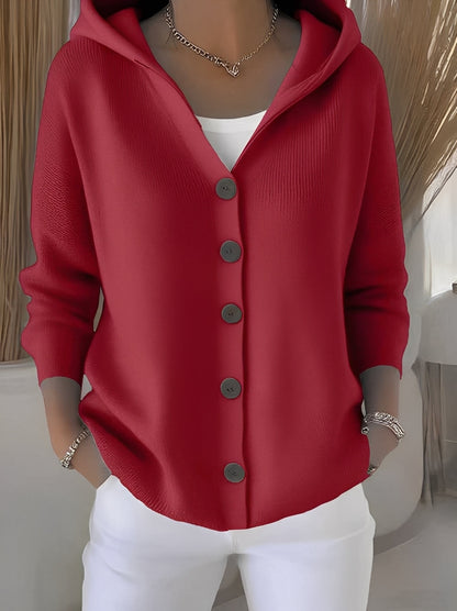 Ryanne - Bequeme Langarm-Strickjacke mit Kapuze für Damen
