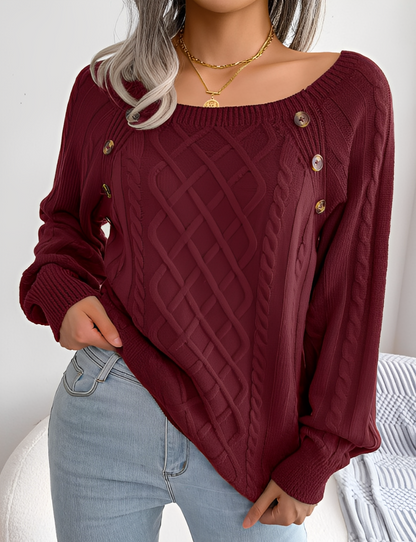 Sally - Modischer Damenpullover mit Knopfdetails