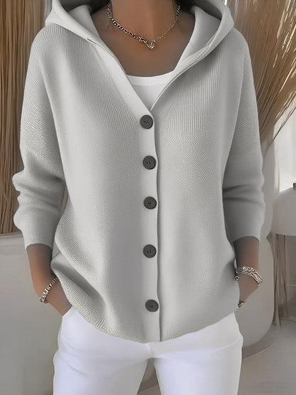 Ryanne - Bequeme Langarm-Strickjacke mit Kapuze für Damen