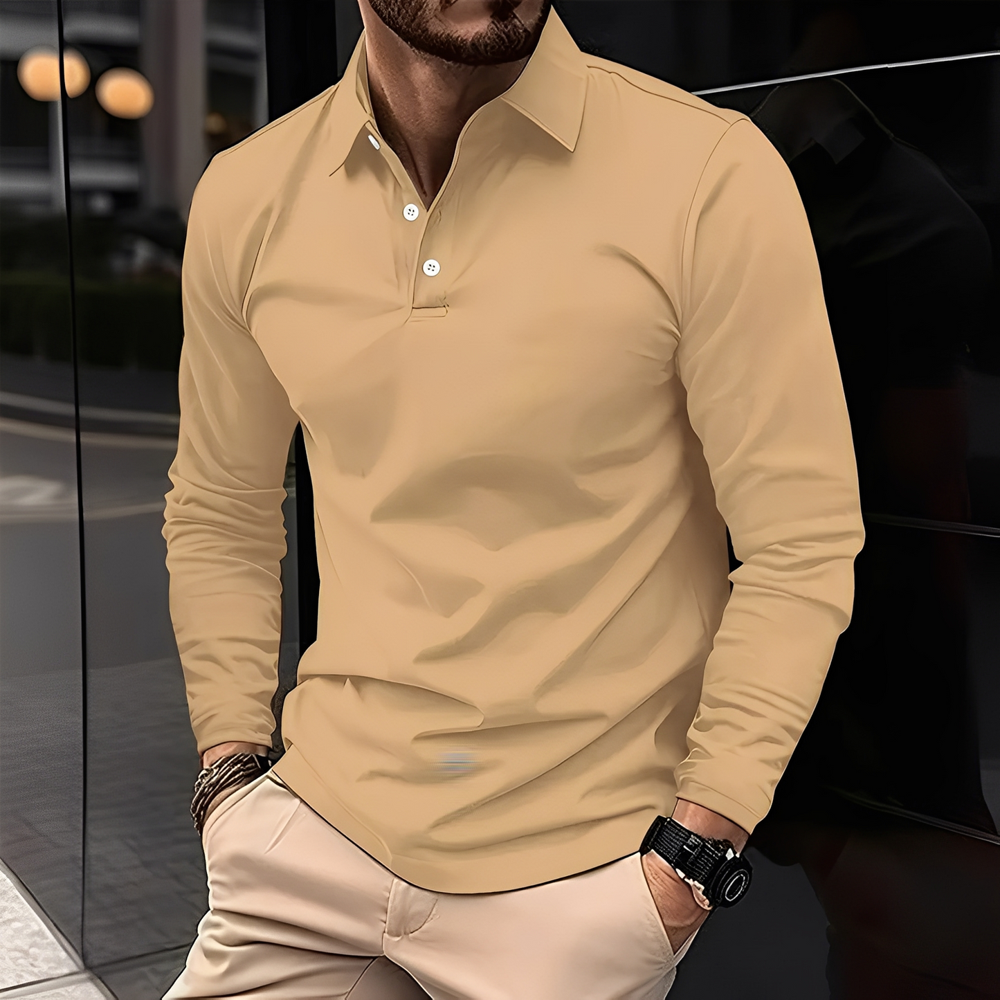 Stephen - Komfortables Langarm-Poloshirt für Herren