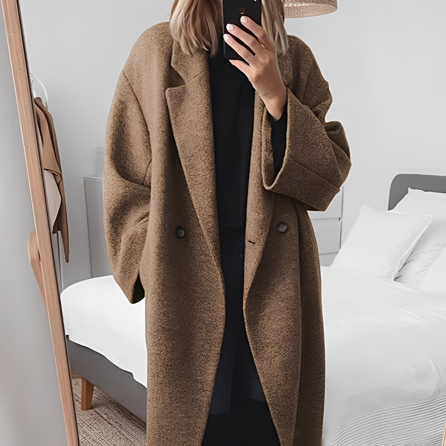Eleanor - Damen-Wollmantel in langem, stilvollem und elegantem Design