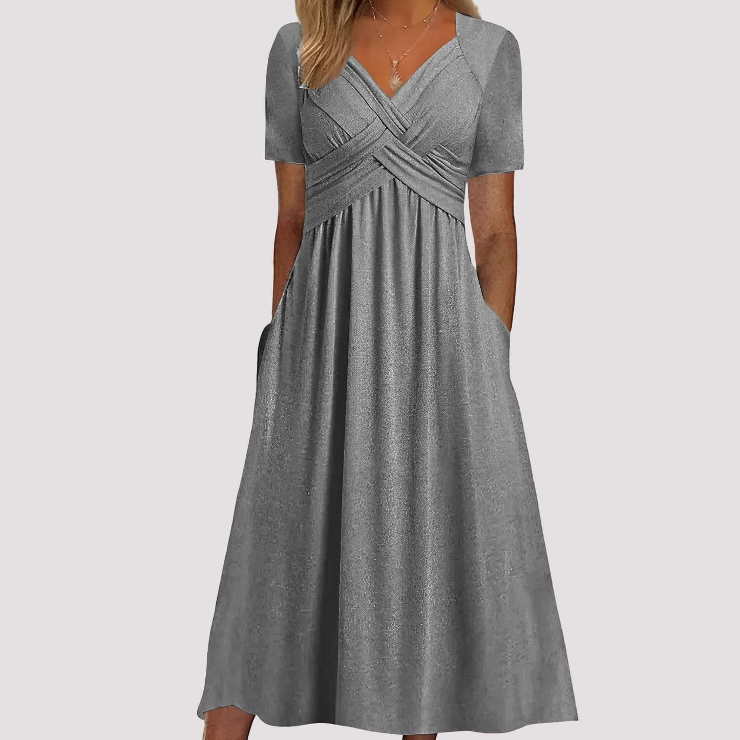 Gabriella - Elegantes Midikleid mit V-Ausschnitt für Damen