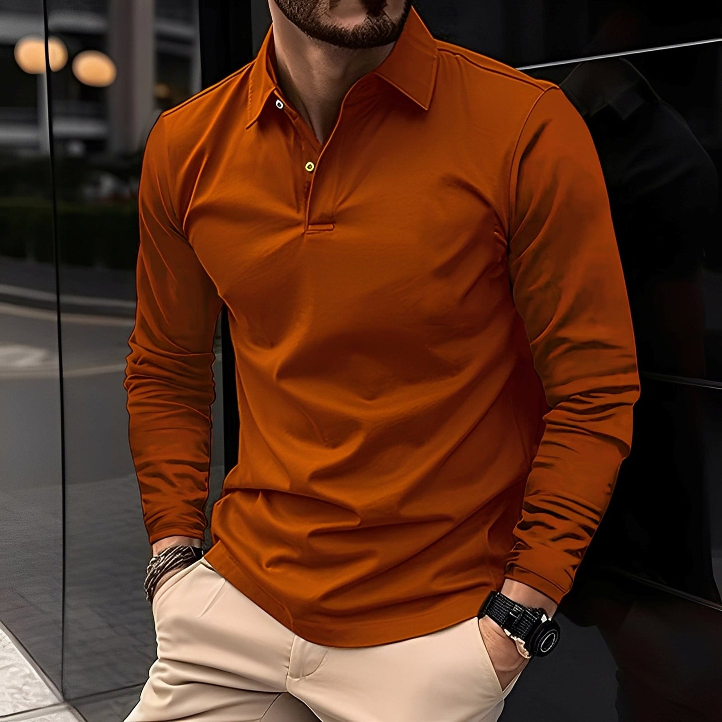 Stephen - Komfortables Langarm-Poloshirt für Herren