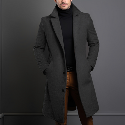 Kévin - Klassischer langer Mantel mit Revers für Herren