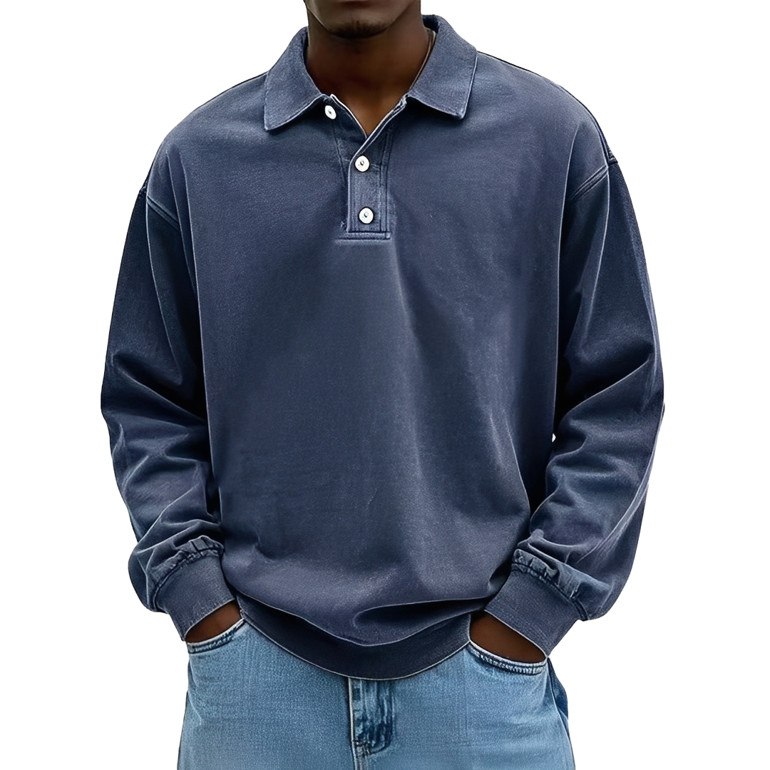 Lothaire - Vintage Langarm-Polo für Herren