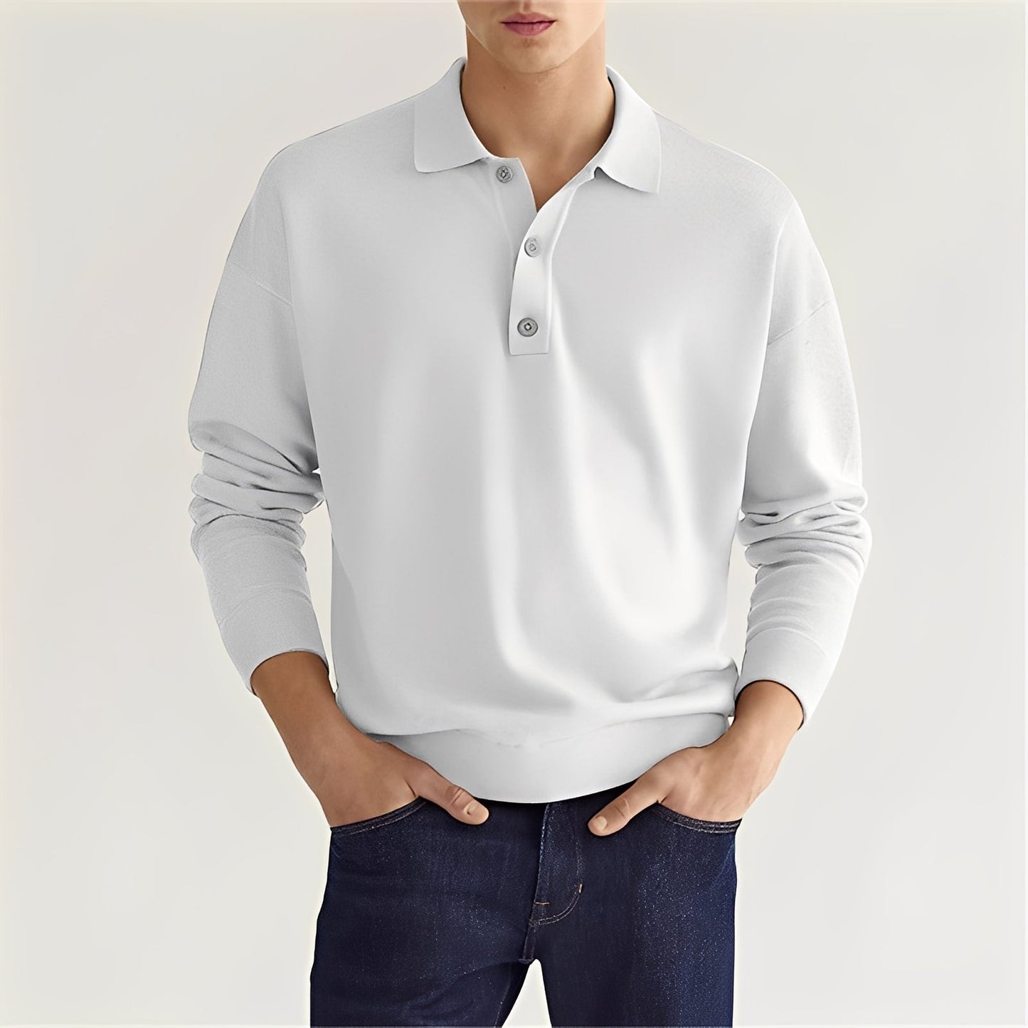 Carlton - Herren Langarm-Poloshirt im schlichten Stil