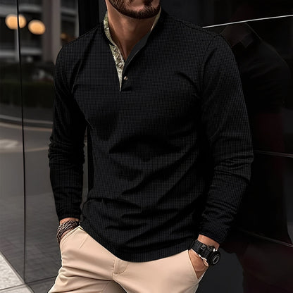 Crofton - Modisches Herren-Poloshirt mit langen Ärmeln und Musterakzent