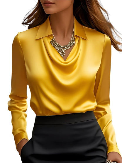 Dionne - Elegante Satinbluse für Damen mit langen Ärmeln
