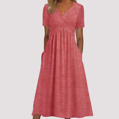 Gabriella - Elegantes Midikleid mit V-Ausschnitt für Damen