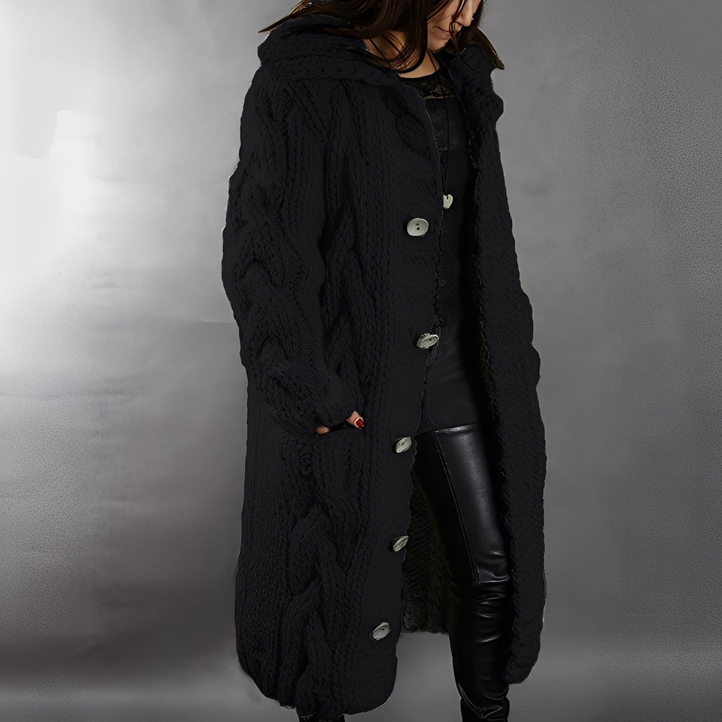 Arielle - Eleganter und leger geschnittener langer Wollcardigan für Damen