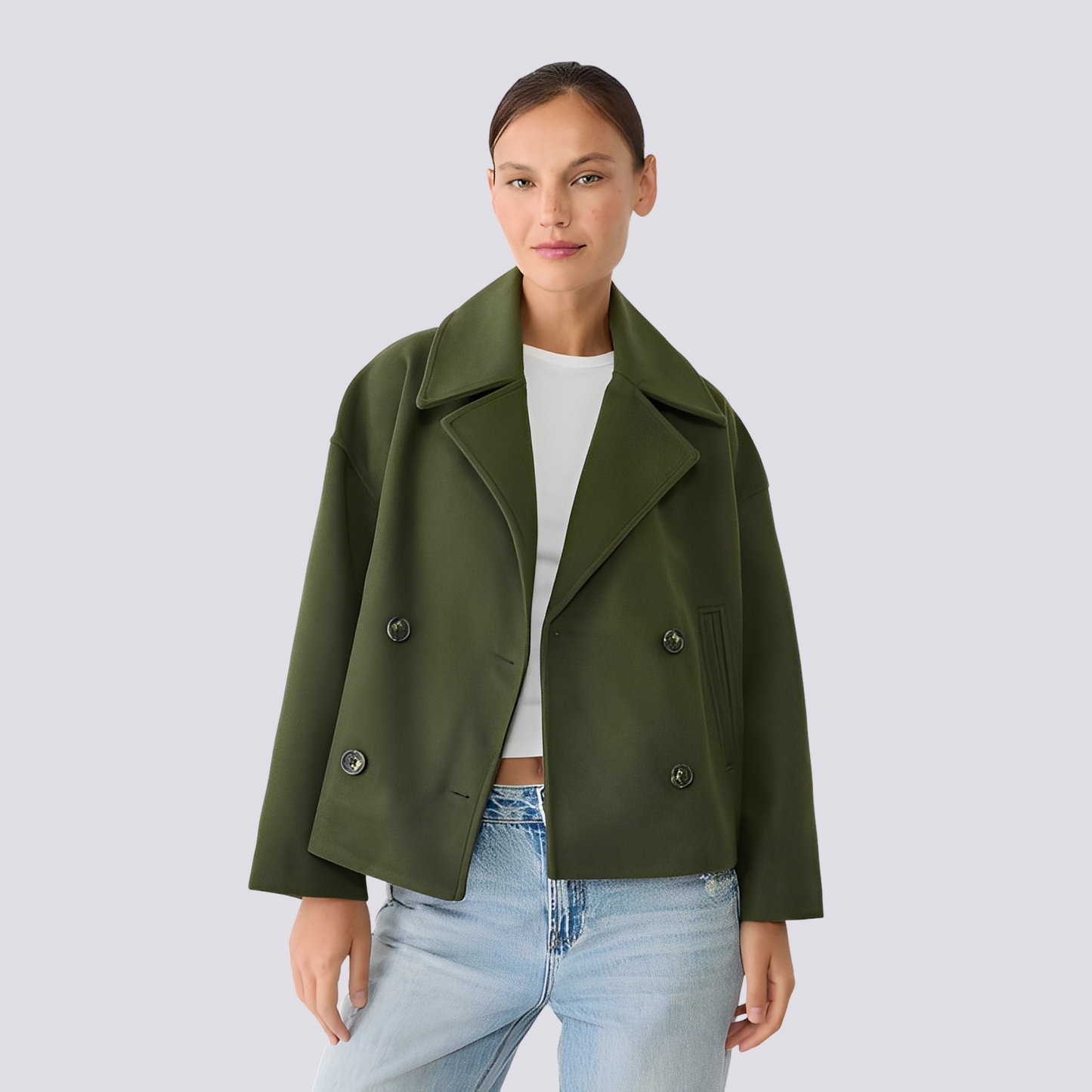 Bethney - Elegante kurze Wolljacke mit Reverskragen für Damen