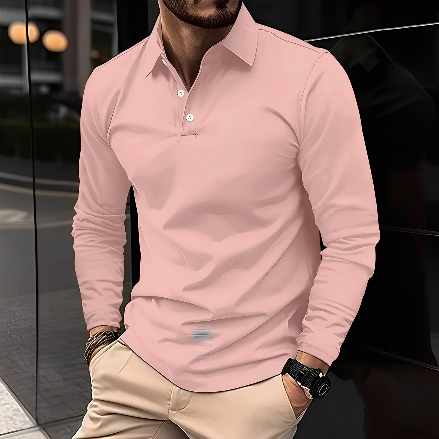 Stephen - Komfortables Langarm-Poloshirt für Herren