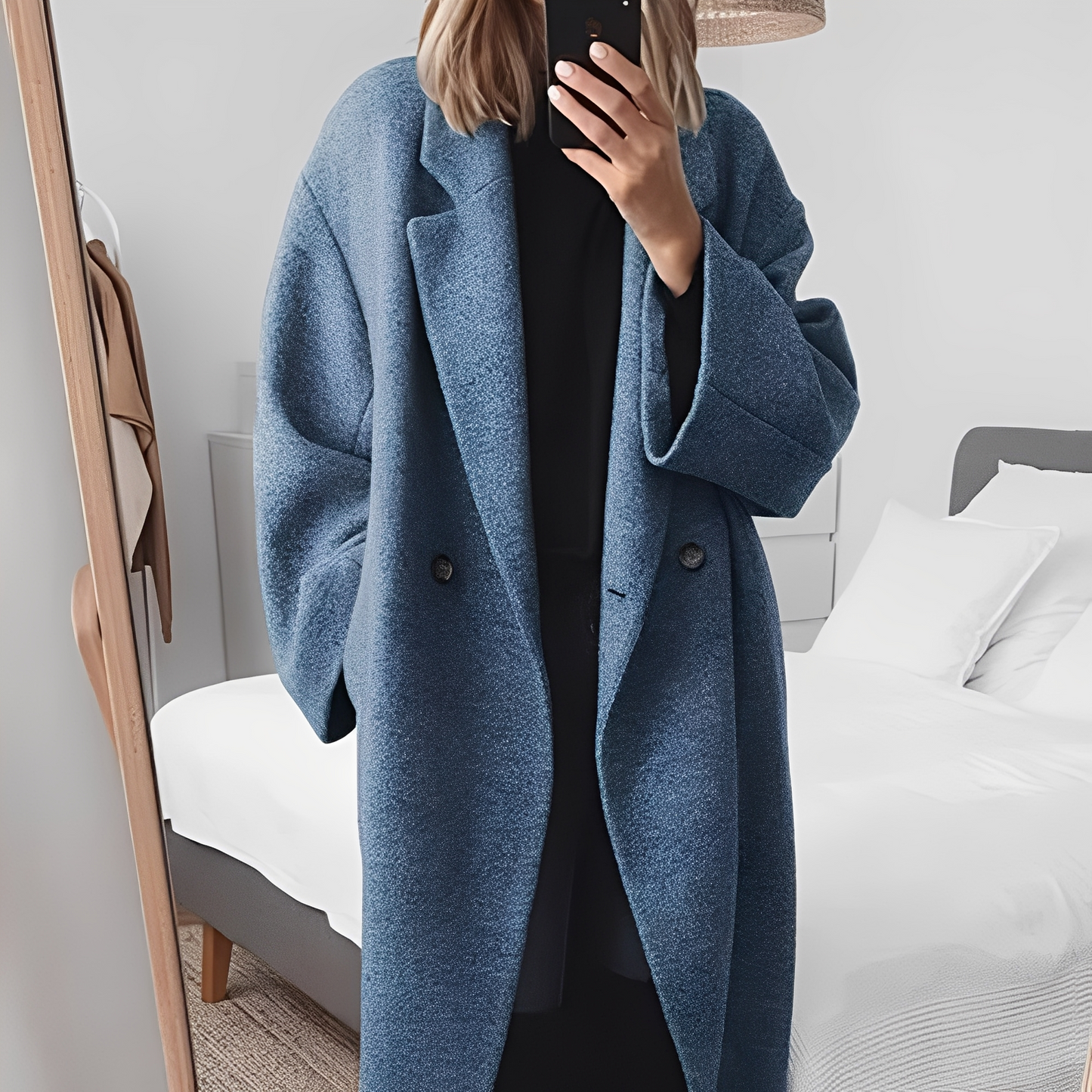 Eleanor - Damen-Wollmantel in langem, stilvollem und elegantem Design