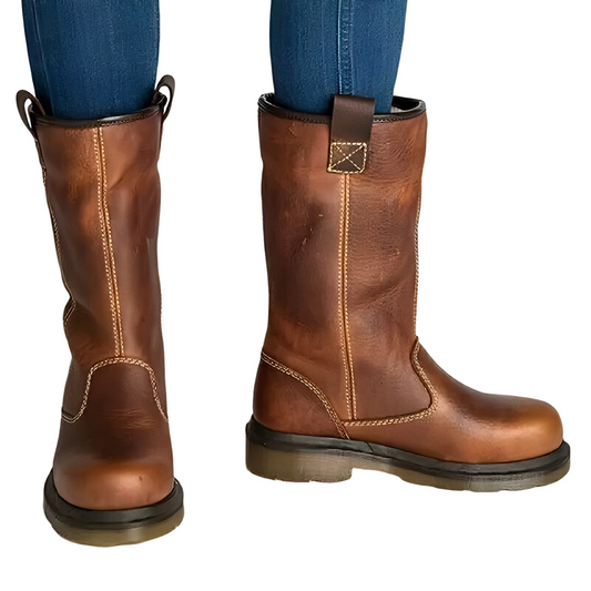Alexia - Damen-Lederstiefel im Retro-Design mit Fellfutter
