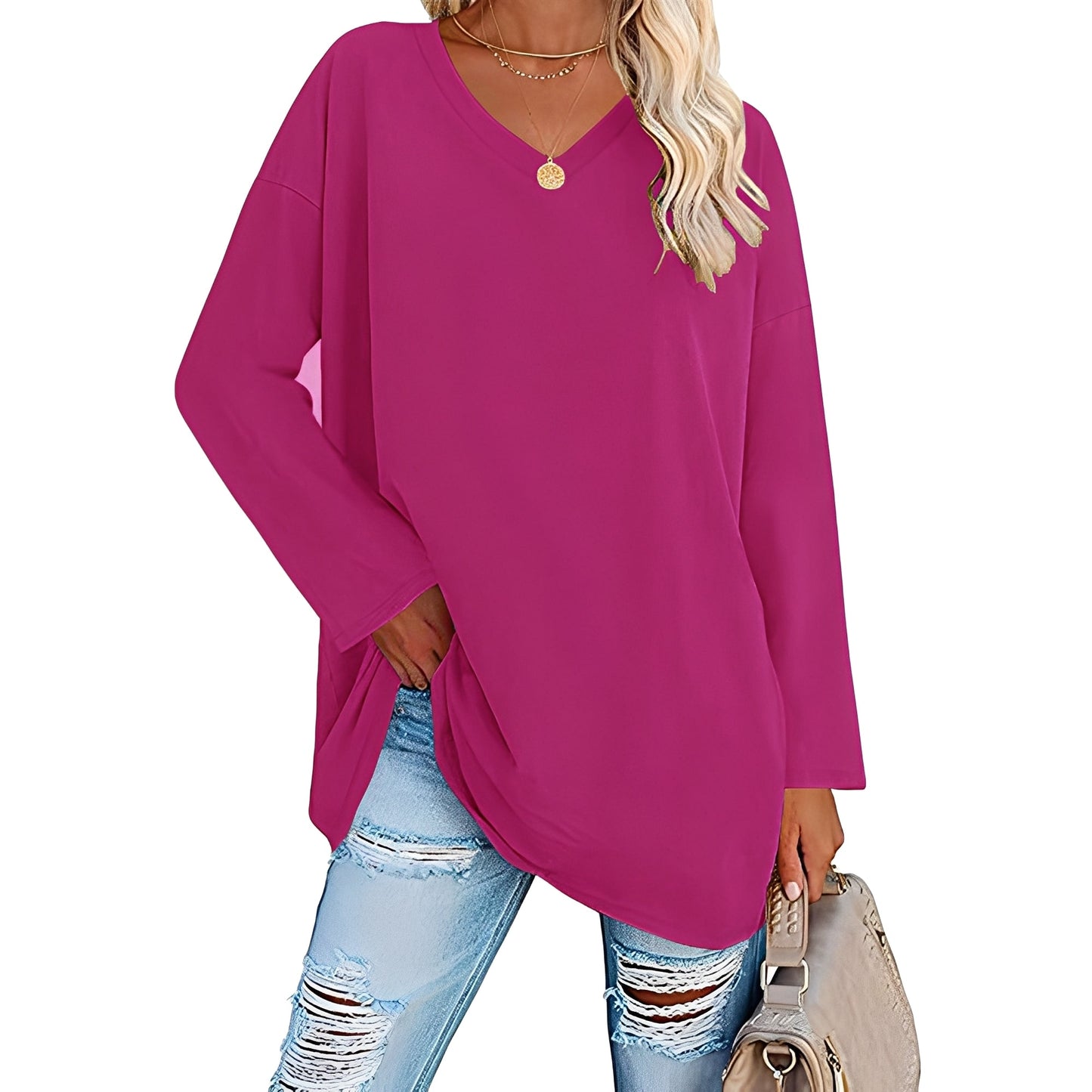 Laëtitia - Elegante, lockere Bluse mit langen Ärmeln für Damen