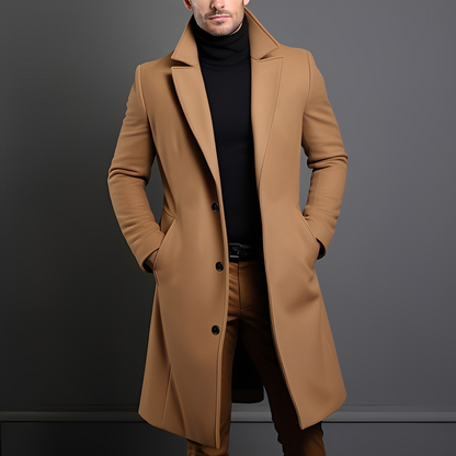 Kévin - Klassischer langer Mantel mit Revers für Herren