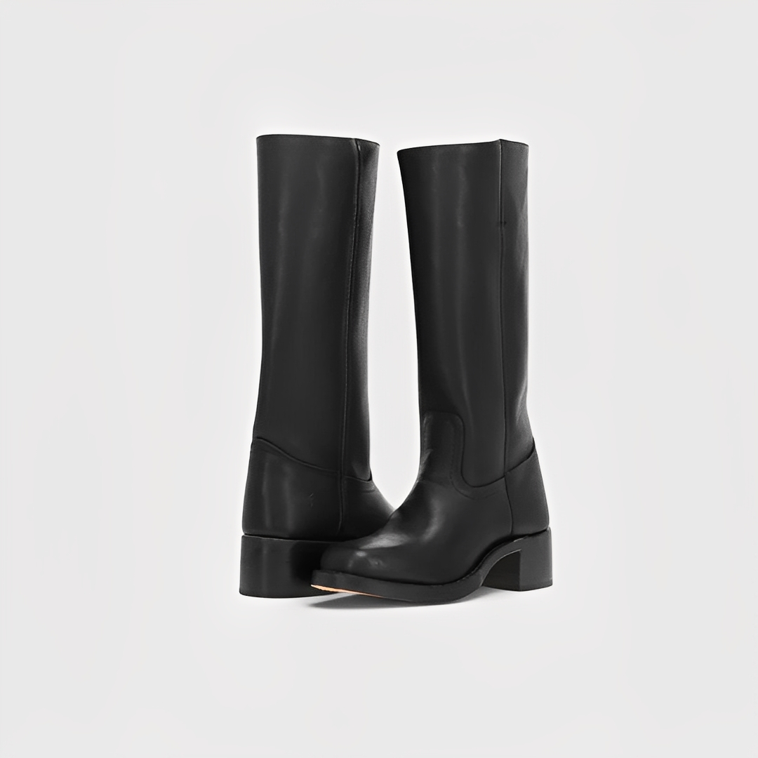 Lauryne - Damen hohe Lederstiefel mit Absatz