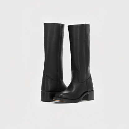 Lauryne - Damen hohe Lederstiefel mit Absatz