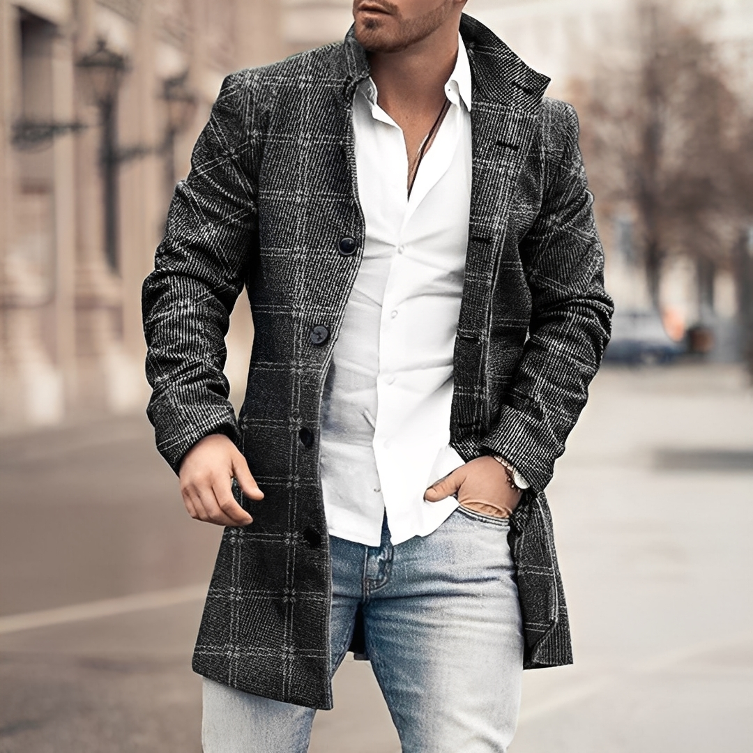 Louison - Langer eleganter Mantel mit Knöpfen für Herren