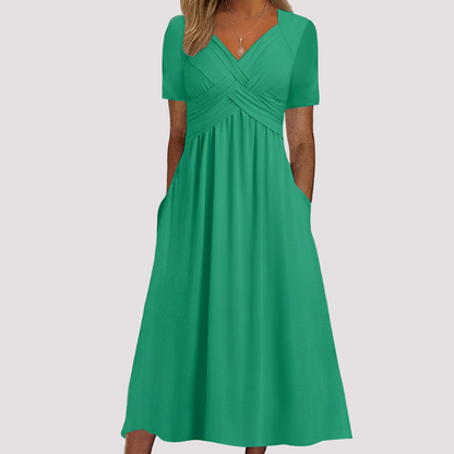 Gabriella - Elegantes Midikleid mit V-Ausschnitt für Damen