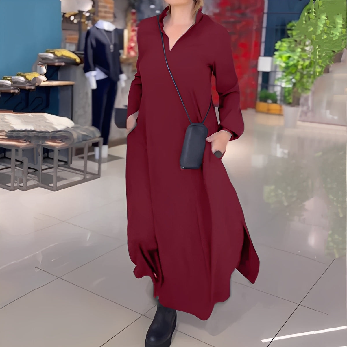 Hélène - Lockeres Kleid mit seitlichem Schlitz für Frauen