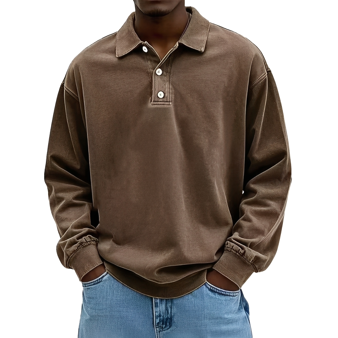 Lothaire - Vintage Langarm-Polo für Herren