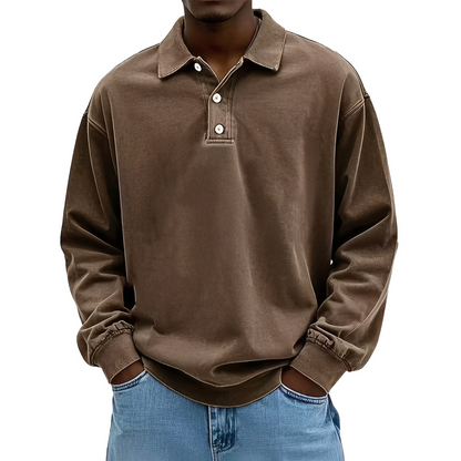 Lothaire - Vintage Langarm-Polo für Herren