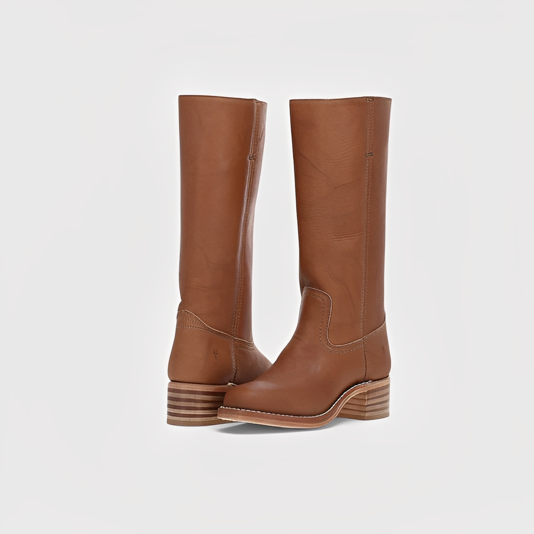 Lauryne - Damen hohe Lederstiefel mit Absatz