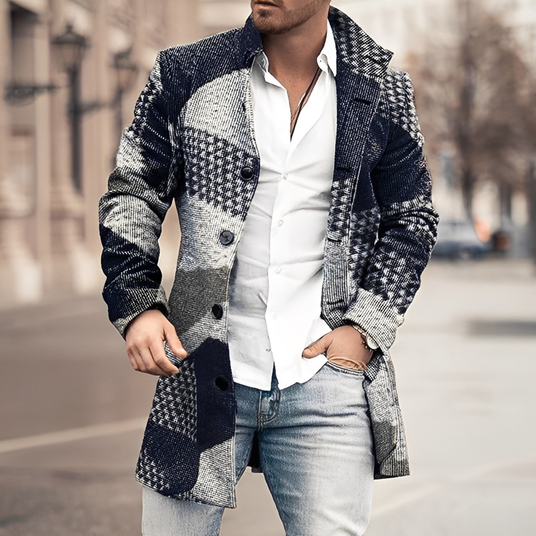 Louison - Langer eleganter Mantel mit Knöpfen für Herren