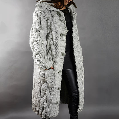 Arielle - Eleganter und leger geschnittener langer Wollcardigan für Damen