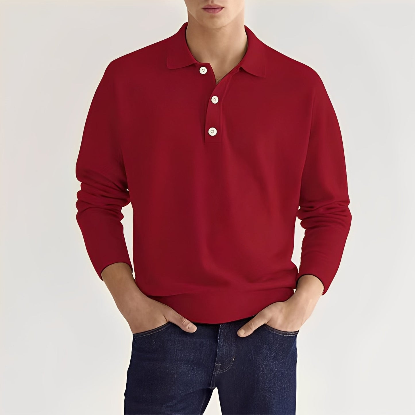 Carlton - Herren Langarm-Poloshirt im schlichten Stil