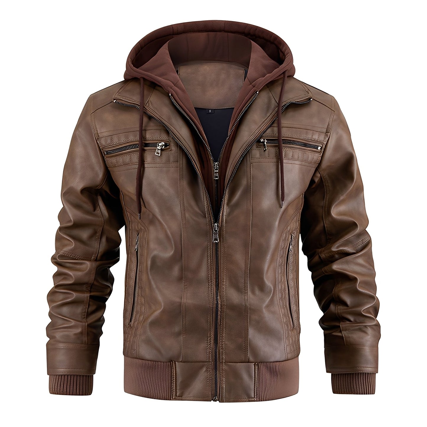 Morley - Klassische Herren-Lederjacke mit Kapuze