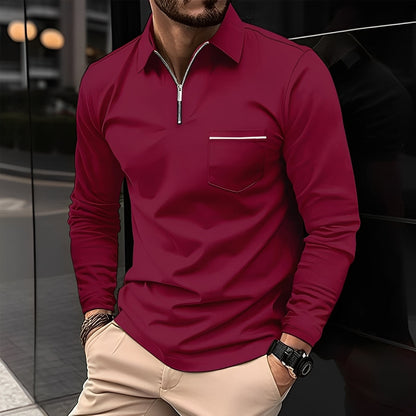 Florent - Langarm-Polo mit Reißverschluss für Herren