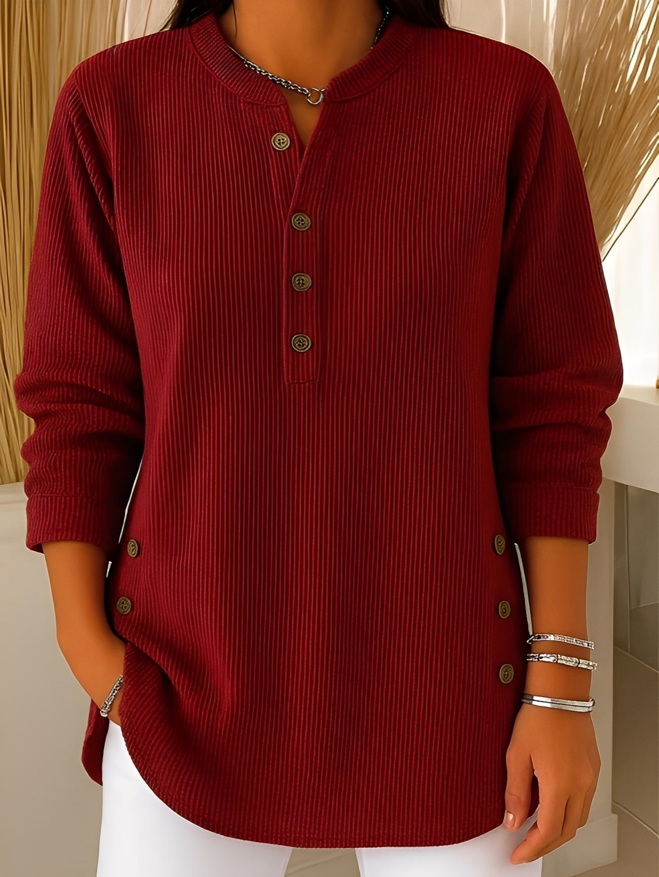 Jocelyn - Komfortabler Damen-Strickpullover mit Knöpfen