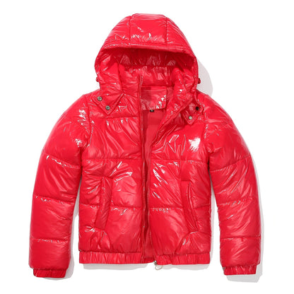 Yazmin - Schicke, glänzende Damenjacke mit Kapuze