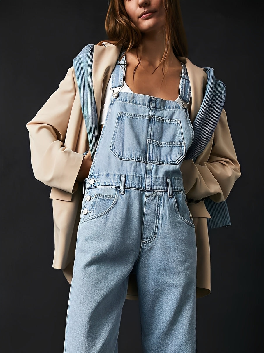 Clarisse - Latzkleid lässiger Denim für Damen